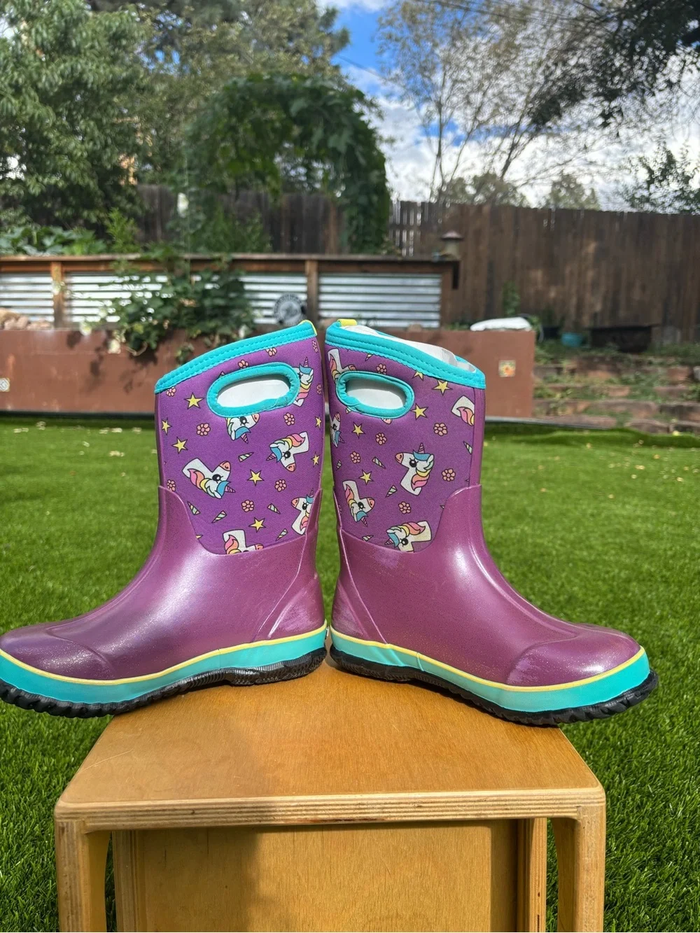 Kids Bog Insulated Rain Boots- Purple Unicorn - Size 4